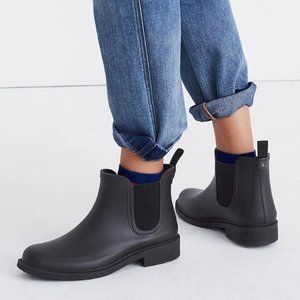 Madewell Womens The Chelsea Black Rubber Pull On Ankle Rain Boots Size 8